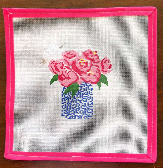 AB-79 Pink Peonies in a Blue Vase - 18M