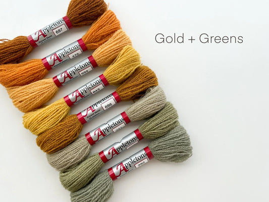 MDS-013 Crewel Yarn - GOLD & GREENS